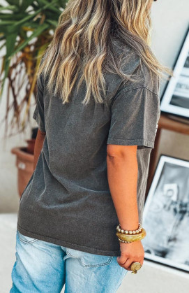 T-shirt BOHO manches courtes noir vintage/blanc