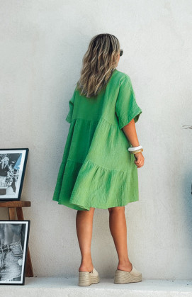 Robe LISA courte manches courtes vert