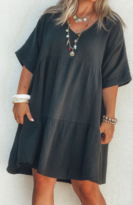 Robe LISA courte manches courtes noire