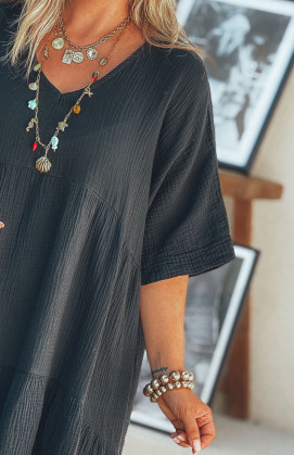 Robe LISA courte manches courtes noire