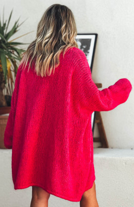 Gilet RANDY mi-long fuchsia