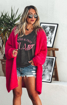 Gilet RANDY mi-long fuchsia