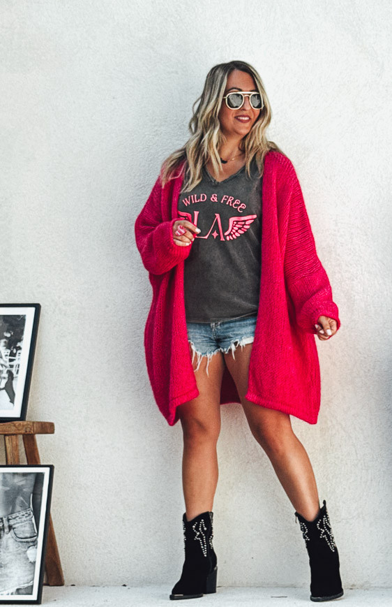 Gilet RANDY mi-long fuchsia