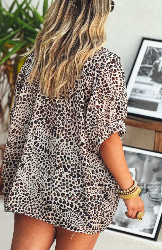 Léopard camel CASSANDRA short-sleeved shirt