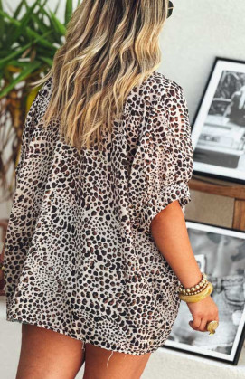 Léopard camel CASSANDRA short-sleeved shirt