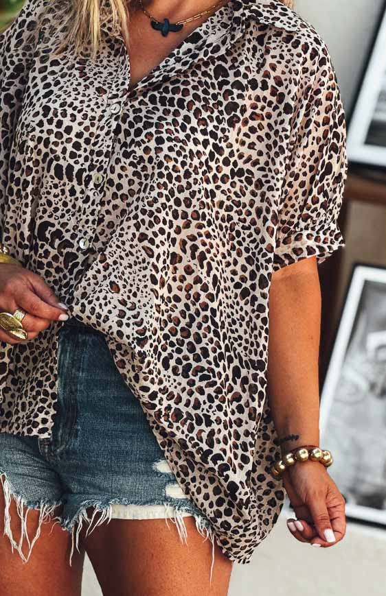 Léopard camel CASSANDRA short-sleeved shirt