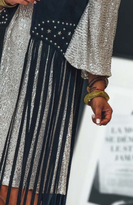 Veste à franges HENDRIX sans manches noire