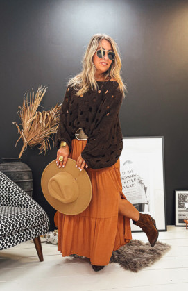 Jupe GRETA longue caramel