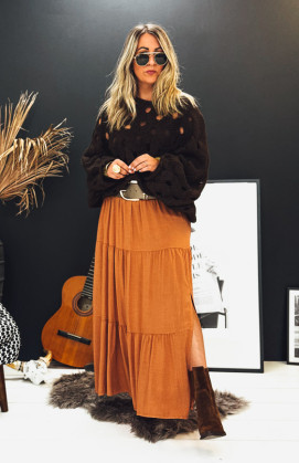 Jupe GRETA longue caramel