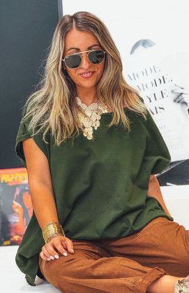 T-shirt AMERIGO manches courtes vert olive foncé