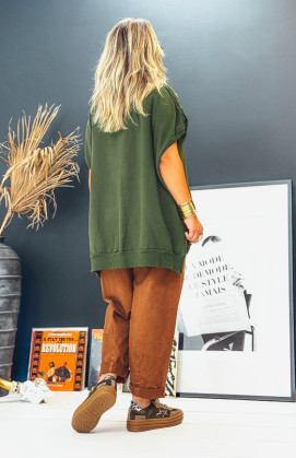 T-shirt AMERIGO manches courtes vert olive foncé