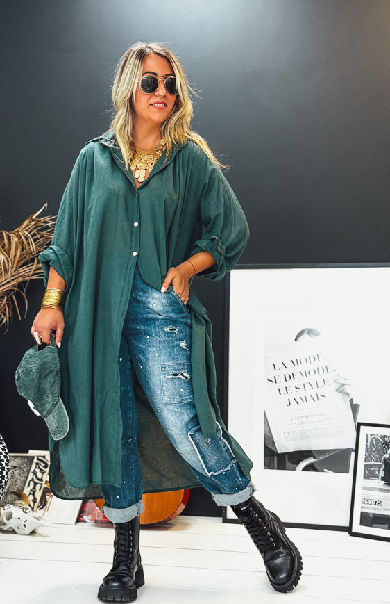 MEGAN long emerald dress