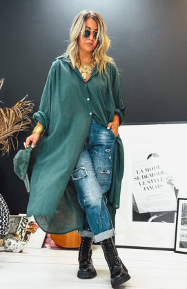 MEGAN long emerald dress