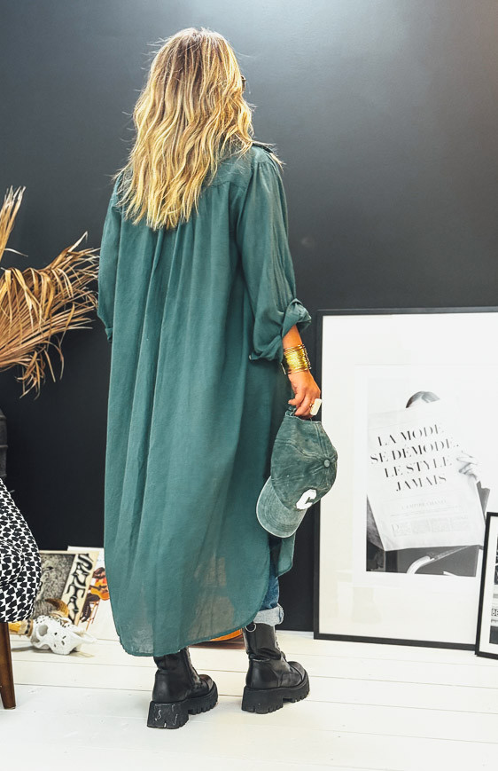 MEGAN long emerald dress