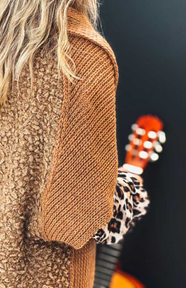 Gilet DOLCE long manches courtes camel