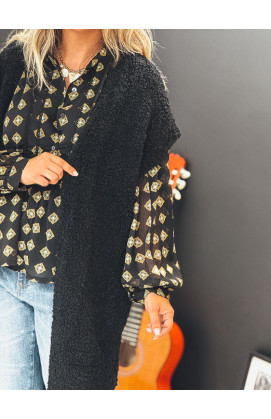 Gilet WOODSTOCK long manches courtes noir