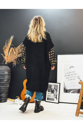 Gilet WOODSTOCK long manches courtes noir