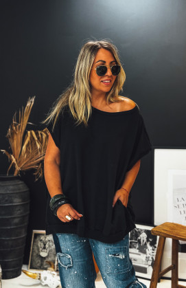 Black AMERIGO short-sleeved sweatshirt