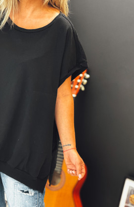 Black AMERIGO short-sleeved sweatshirt