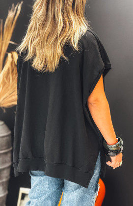 Black AMERIGO short-sleeved sweatshirt
