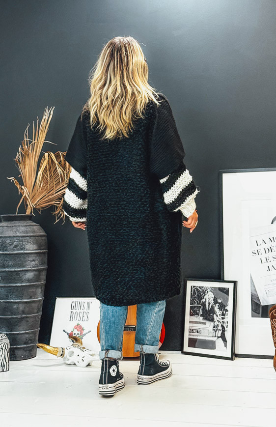 Black DOLCE long cardigan with short sleeves