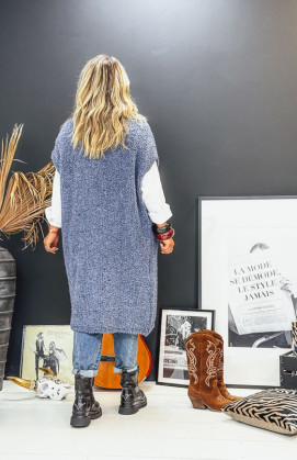 Gilet WOODSTOCK long manches courtes bleu