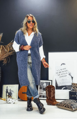 Gilet WOODSTOCK long manches courtes bleu