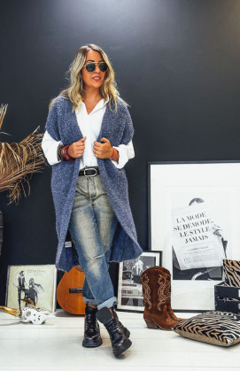 Gilet WOODSTOCK long manches courtes bleu
