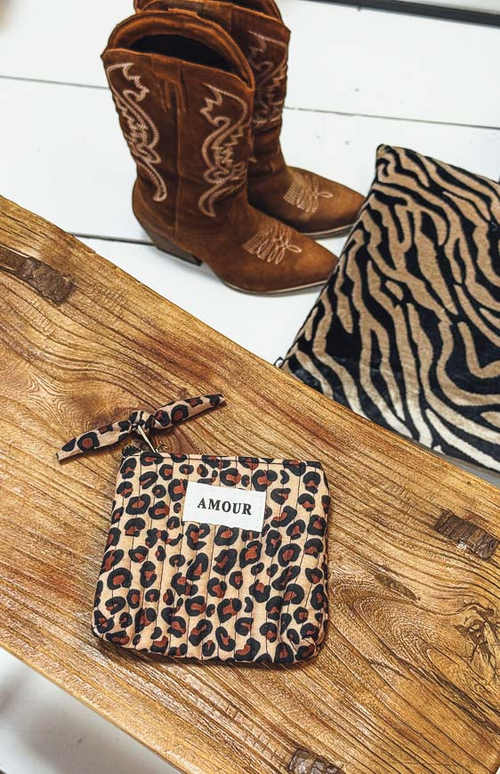 ROBBIE leopard mini clutch bag