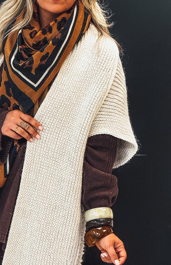 Gilet DOLCE long manches courtes beige clair