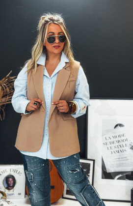 Veste MELODIA sans manches camel