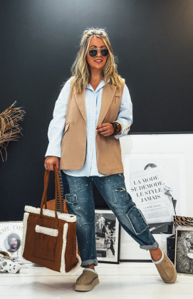 Veste MELODIA sans manches camel