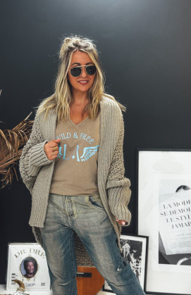 Gilet PRAGA mi-long taupe