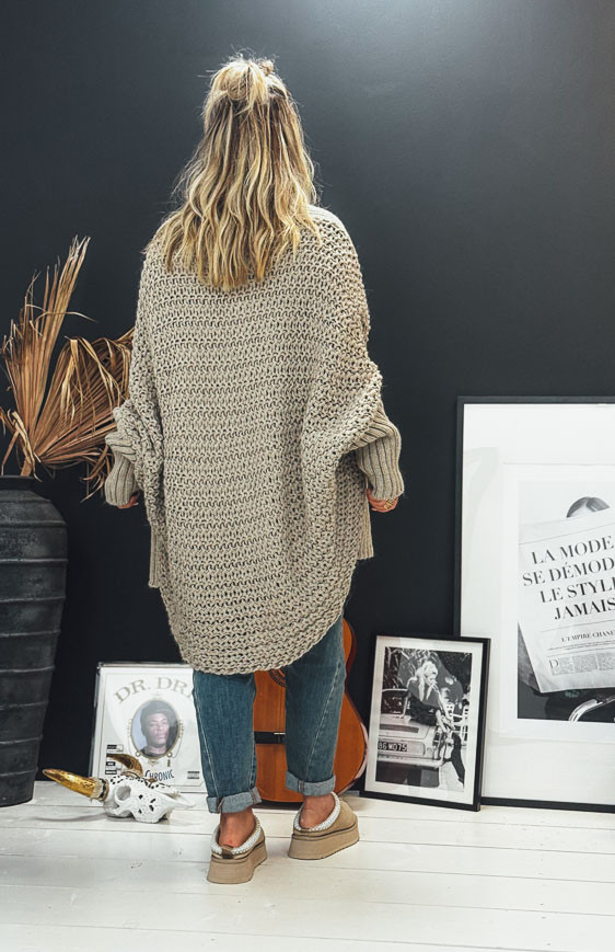 Gilet PRAGA mi-long taupe