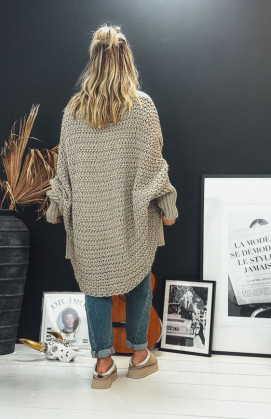 Gilet PRAGA mi-long taupe