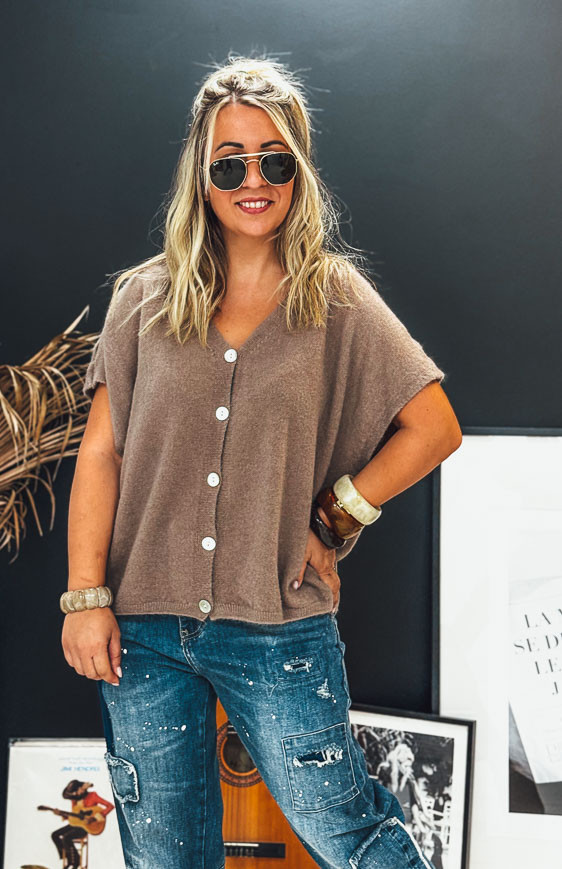 Gilet MARC manches courtes taupe foncé