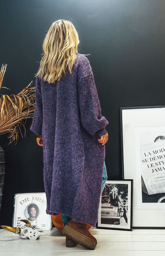 Aubergine RAVEN long cardigan