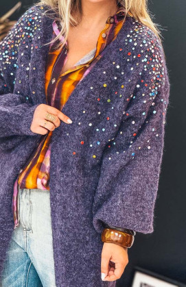 Aubergine RAVEN long cardigan