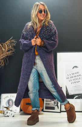 Aubergine RAVEN long cardigan