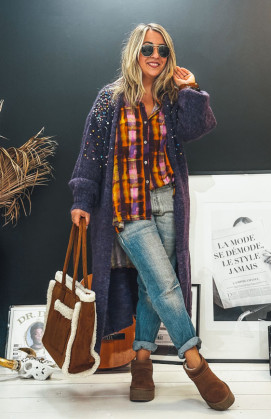 Aubergine RAVEN long cardigan