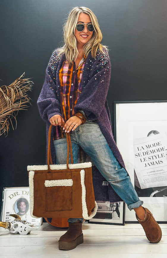 Aubergine RAVEN long cardigan
