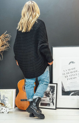 Black PRAGA mid-length cardigan