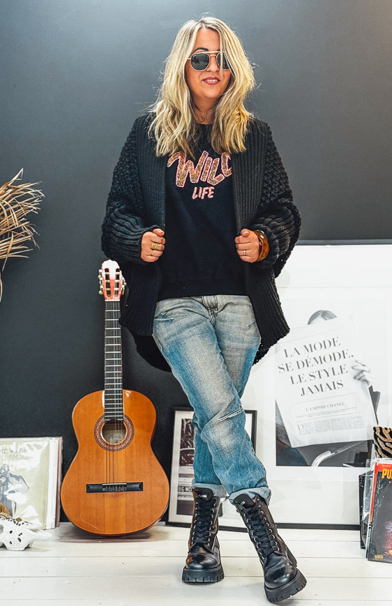Black PRAGA mid-length cardigan