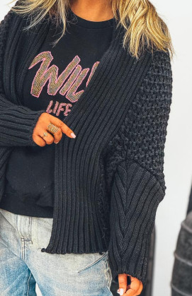 Black PRAGA mid-length cardigan