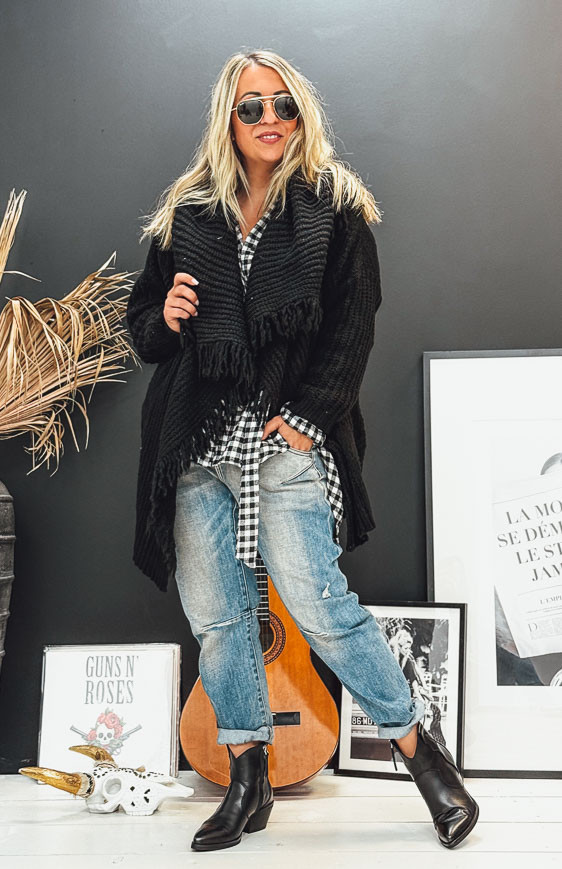 Gilet DAVIS court noir