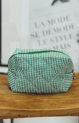 Pochette BEAUTY vichy vert
