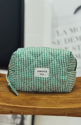 Pochette BEAUTY vichy vert