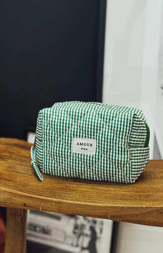 Pochette BEAUTY vichy vert