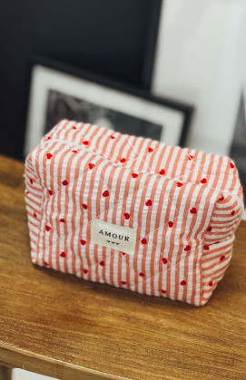 Pochette BEAUTY coeurs/rose