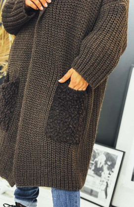 Gilet NAZARIO mi-long chocolat